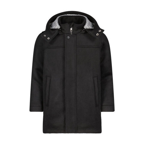 Wool coat with print lining