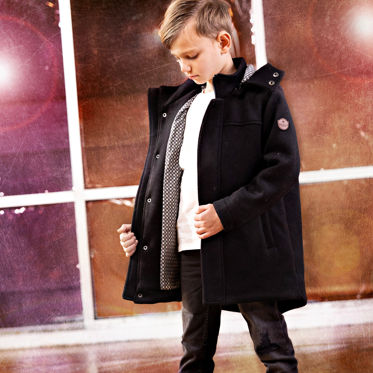 Wool coat with print lining - Denali Outerwear
