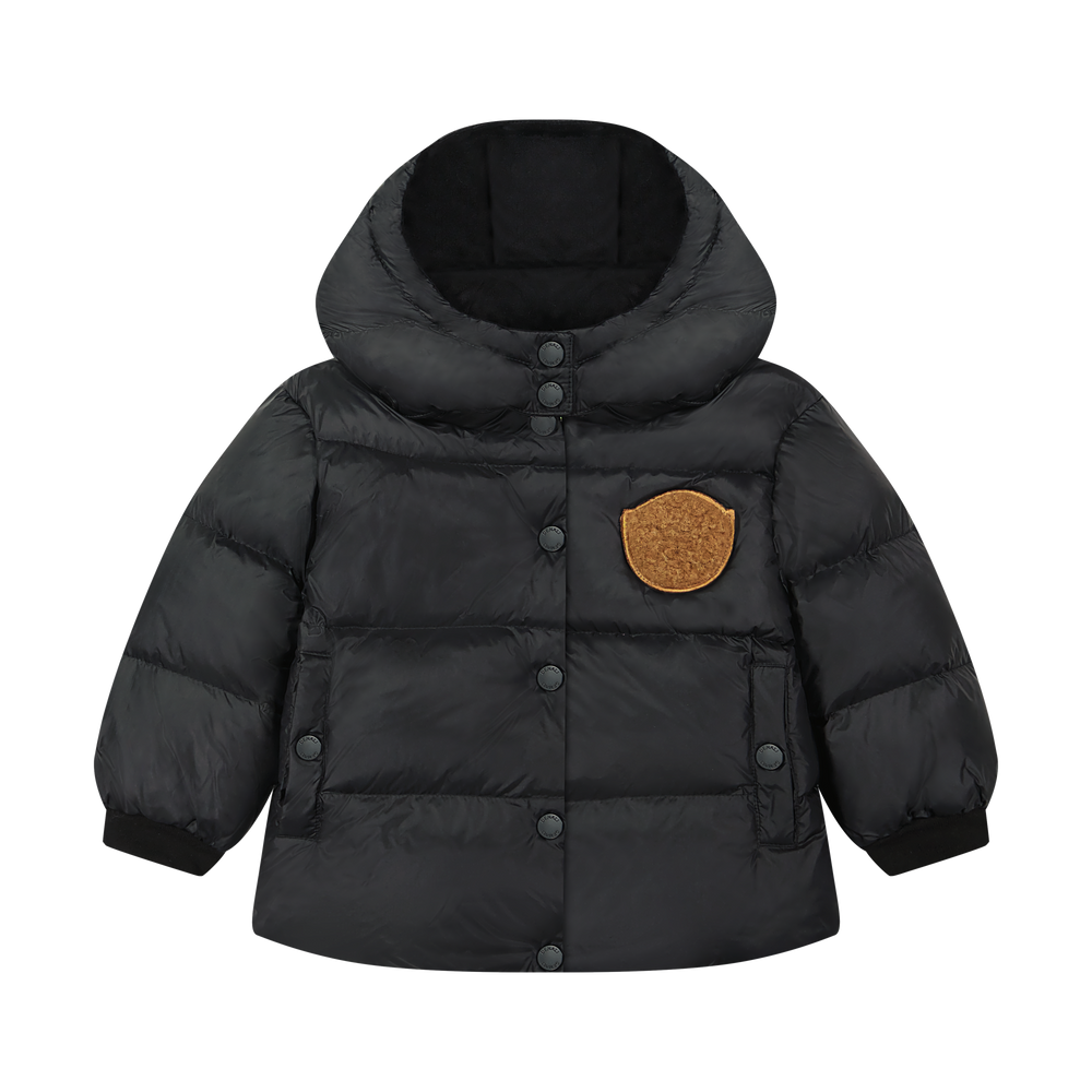 Baby Jacket with furry patch - Black/Tan