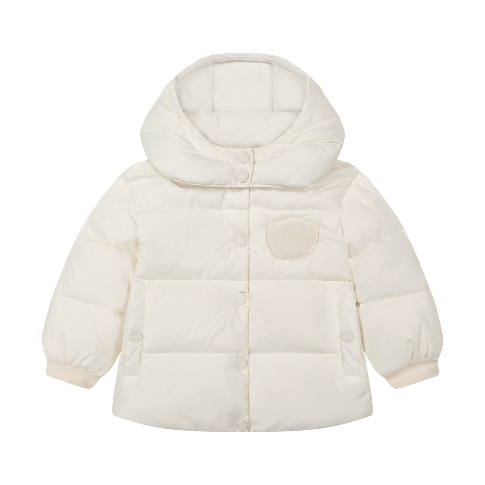 Baby Jacket with furry patch - Winter White