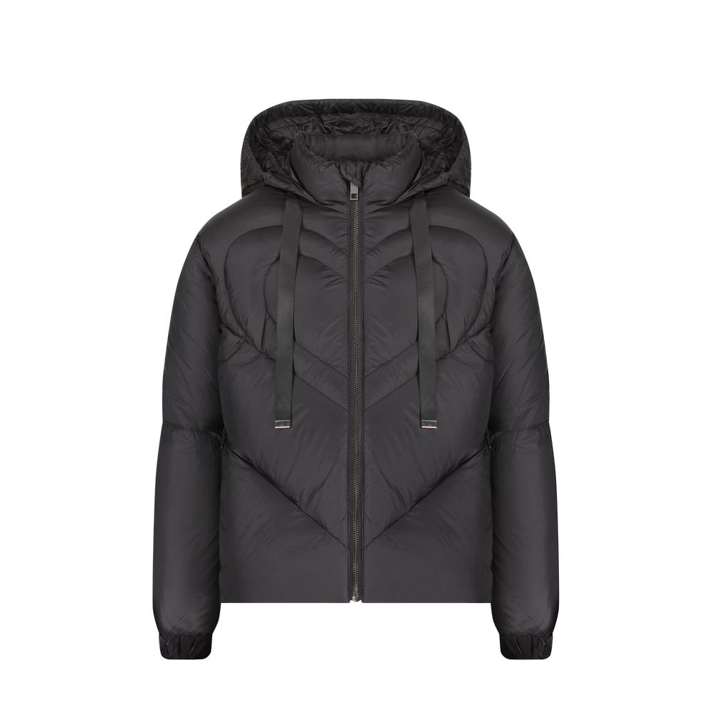 Girls Coat with Heart Quilting - Black